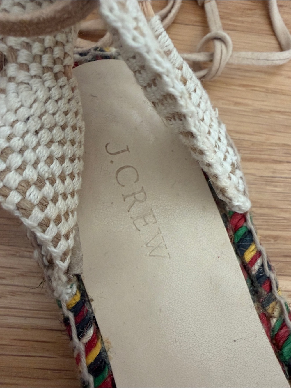 J. Crew Beige Suede Tassel Espadrille with Multicolor Braided Sole - Picture 4 of 4
